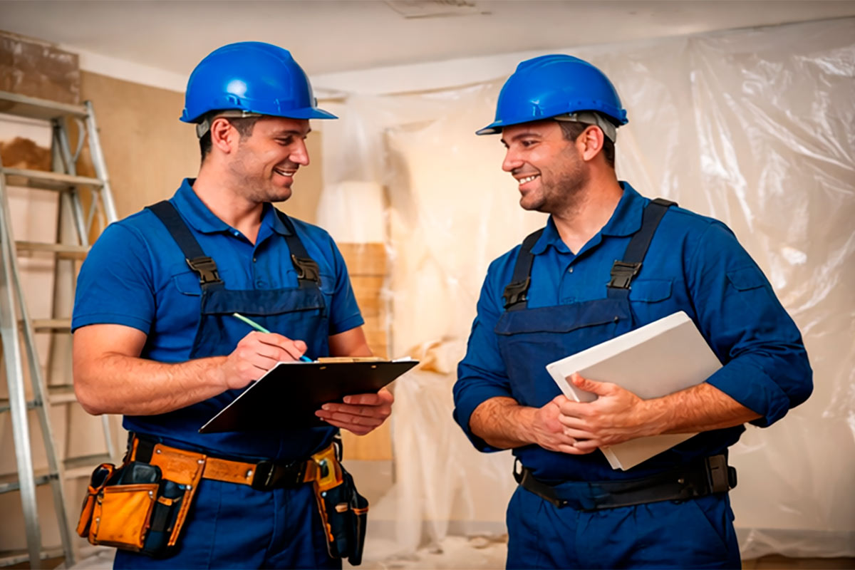 Restoration professionals at work